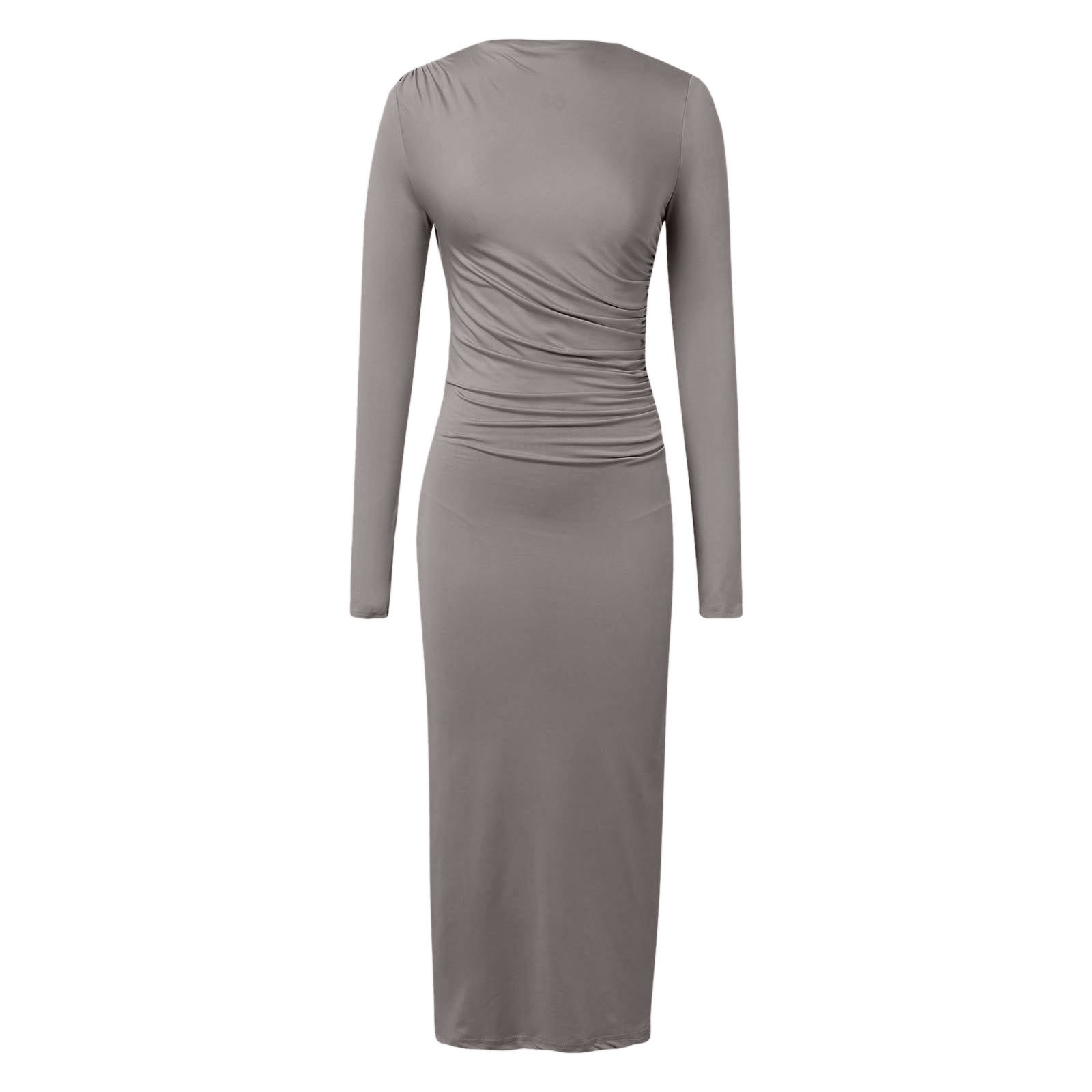 thumbnail image 4 of 2025 Vestido largo ajustado de color liso para mujer: poliéster, cintura imperio, temperamento elegante, lavable a máquina, tallas S-L, contorno de pecho 76-100 cm, 4 of 6